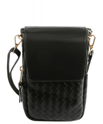 Woven Crossbody Bag Cell Phone Purse LMS202 BLACK